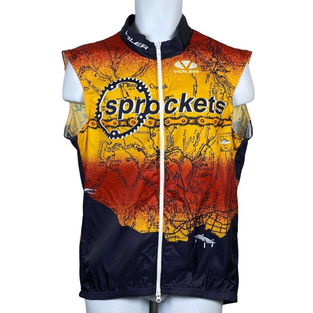 Voler Cycling Vest Jersey Mens XL Sprockets Full Zip Sleeveless Pockets